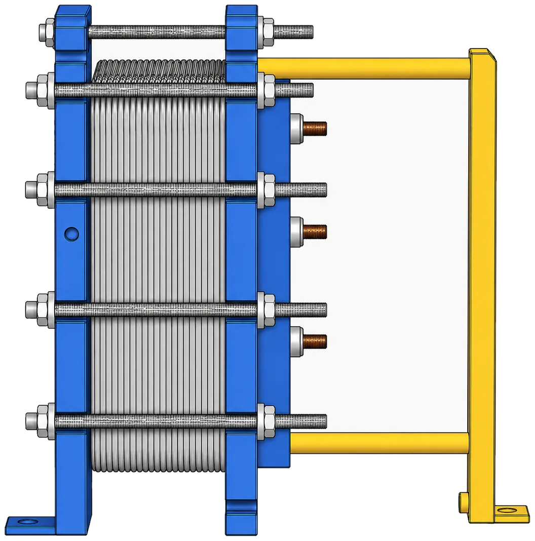 Graphite plate and frame heat exchanger built to a non-standard specification